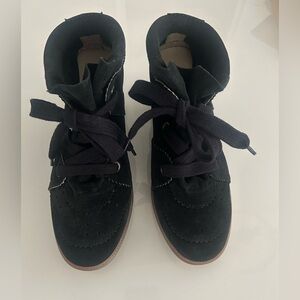 Isabel Marant Black Suede Bobby Wedge Sneaker